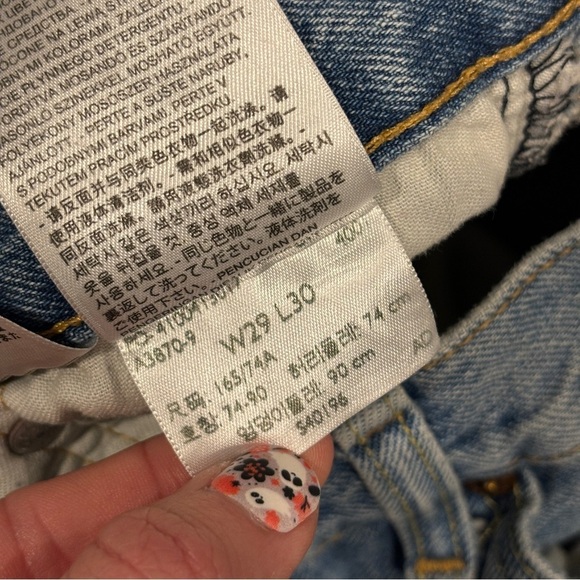 Vintage Levi's 511 Slim Fit Distressed Raw Hem Jeans Light Blue W29 - Picture 8 of 14